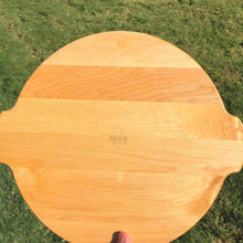 Load image into Gallery viewer, Personalized Round Maple Cutting Board with Handles and Juice Grooves